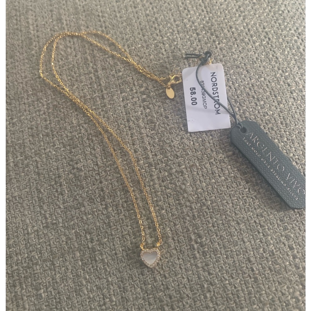 Gold and Mother of Pearl Heart Necklace